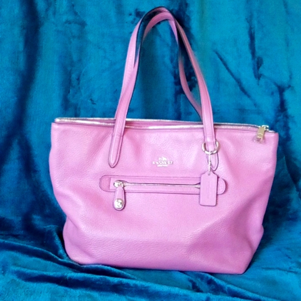 COACH Taylor Rouge Pink Pebbled Leather Tote 38312